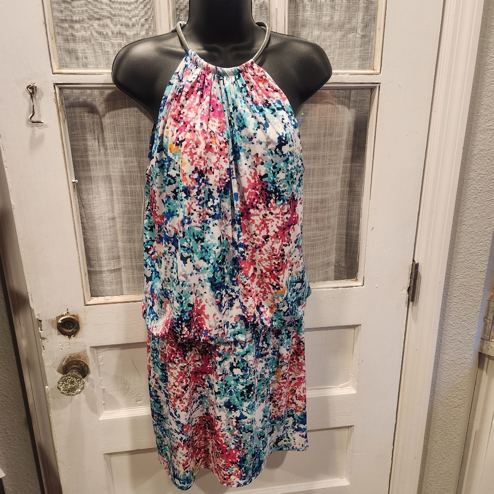 Jessica Simpson Multi Color Halter Style Dress